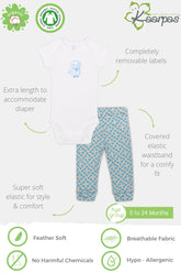 2-Piece Dog and Bones print Onesie/Bodysuit Pant Set - (White & Grey)